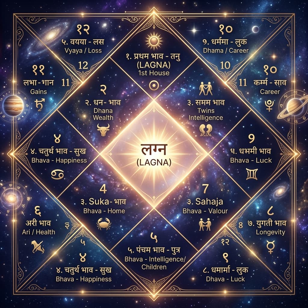 The 12 Houses in Vedic Astrology: Complete Guide to Bhavas